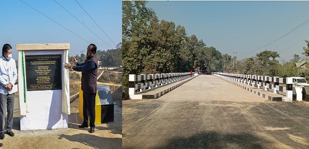 Nagaland Deputy Chief Minister Y Patton (left), who also holds charge of the Roads & Bridges Department, inaugurating the bridge over the Chathe River at Diphupar, 4th Mile, connecting NH 29 with Niuland on December 21. The newly inaugurated bridge over the Dhansiri River at Kuda village, formerly known as Full Nagarjan. (Morung Photos)